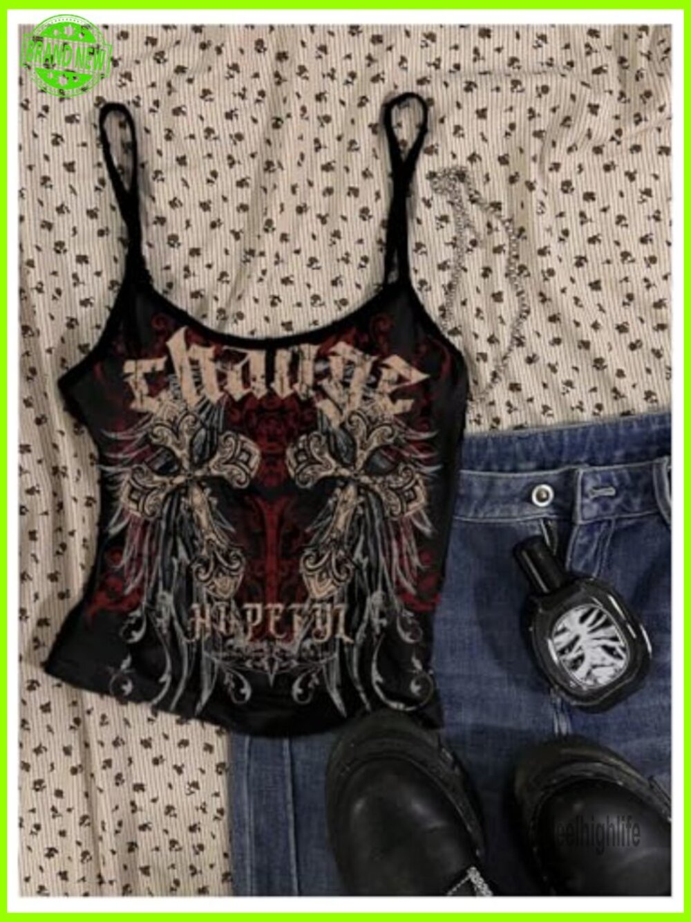 3 Pack Grunge Goth Crop Camisole Tanks Punk Y2k Sleeveless Fitted Tops - Picture 3 of 5